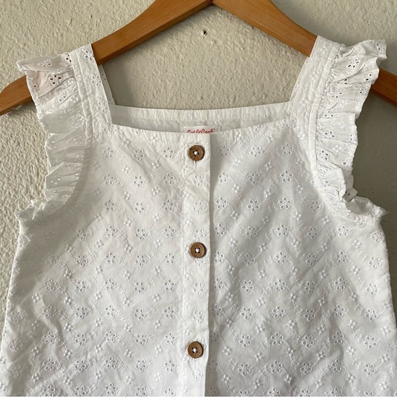 Cat & Jack Eyelet Button Up Top Girls M (7/8) White Ruffle Sleeves Lined - Picture 3 of 9